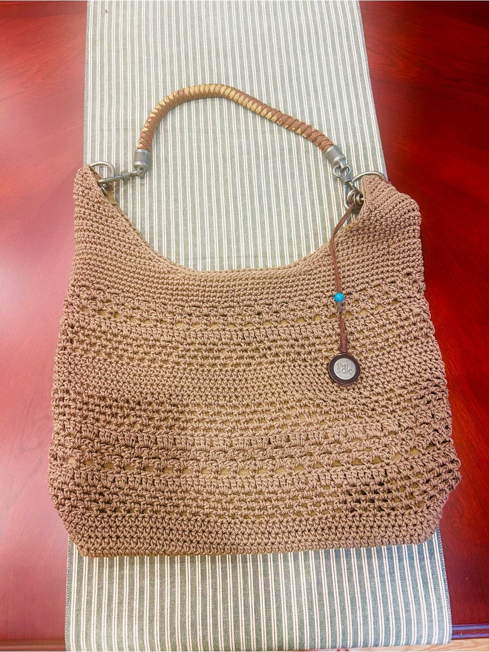 The Sak Braided-Handle Crochet Bag in Brown